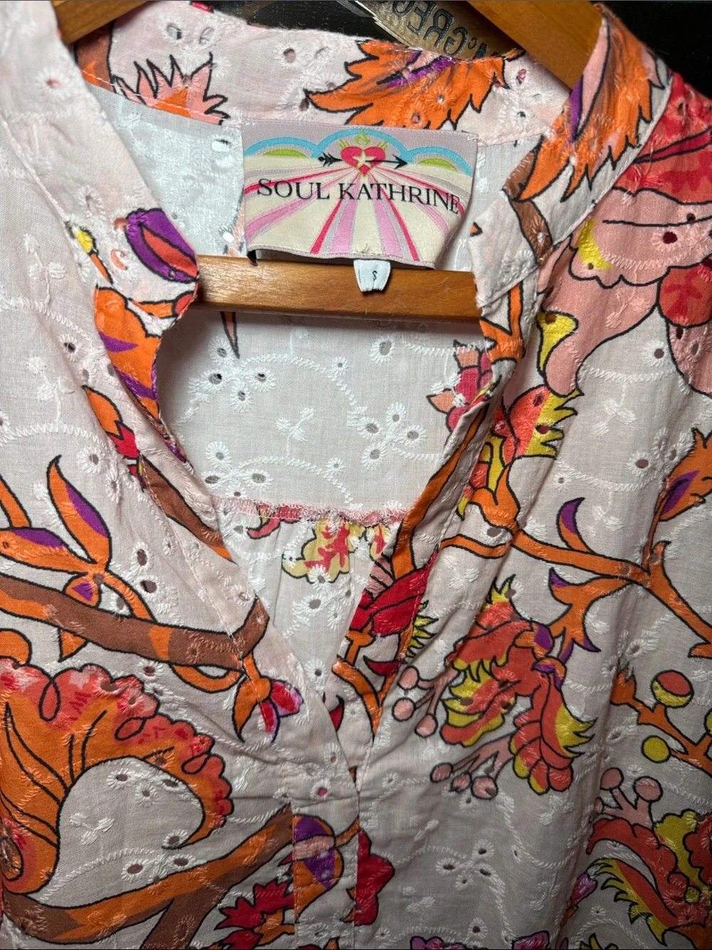 NEW! Soul Kathrine Colorful Bohemian Long Sleeve Cotton Dress Size Small